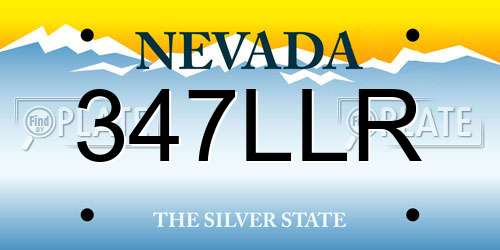 347LLR Nevada License Plate