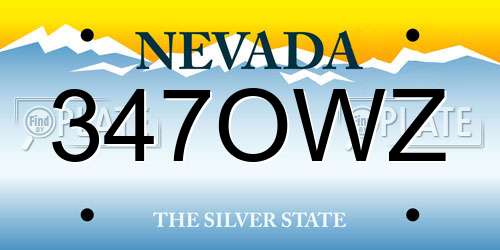 347OWZ Nevada License Plate
