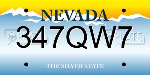 347QW7 Nevada License Plate