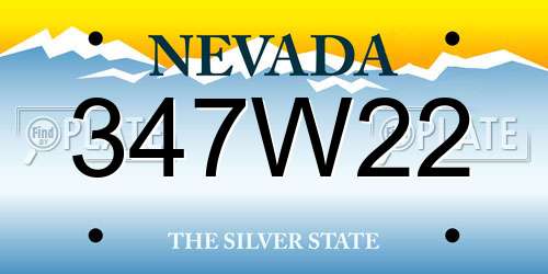 347W22 Nevada License Plate