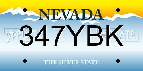 347YBK Nevada License Plate