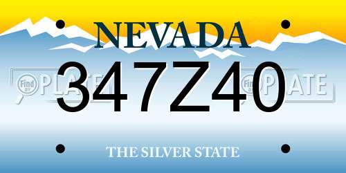 347Z40 Nevada License Plate