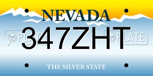 347ZHT Nevada License Plate