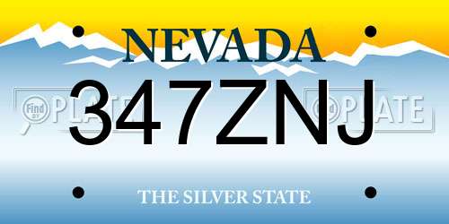 347ZNJ Nevada License Plate