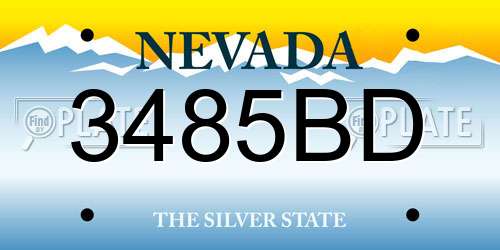 3485BD Nevada License Plate