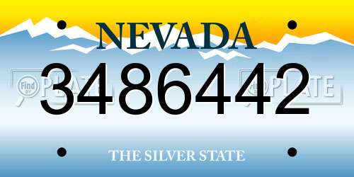 3486442 Nevada License Plate