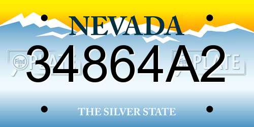 34864A2 Nevada License Plate