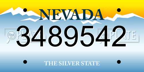 3489542 Nevada License Plate