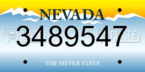 3489547 Nevada License Plate