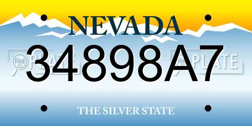 34898A7 Nevada License Plate