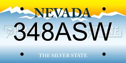 348ASW Nevada License Plate
