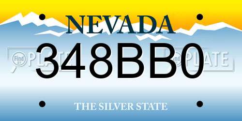 348BB0 Nevada License Plate