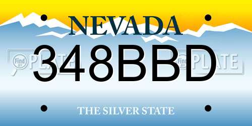 348BBD Nevada License Plate