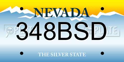 348BSD Nevada License Plate