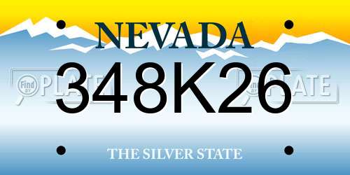 348K26 Nevada License Plate