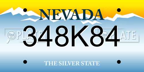 348K84 Nevada License Plate