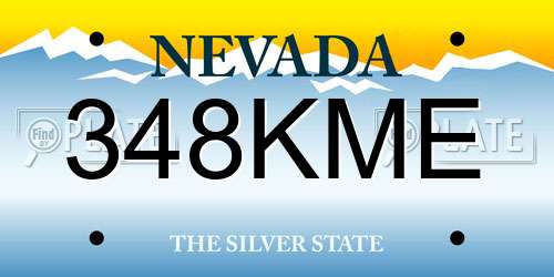 348KME Nevada License Plate