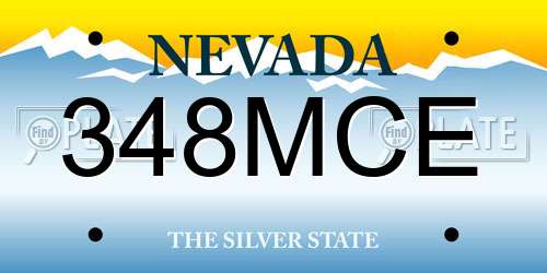 348MCE Nevada License Plate