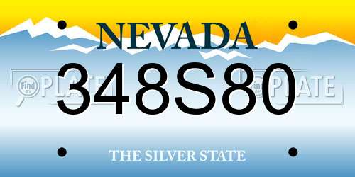 348S80 Nevada License Plate