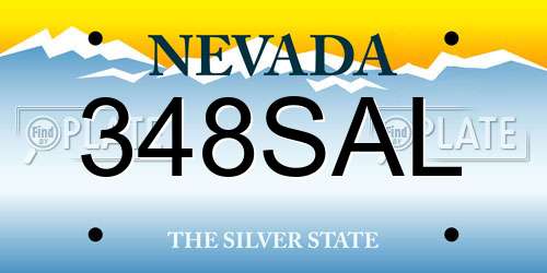 348SAL Nevada License Plate