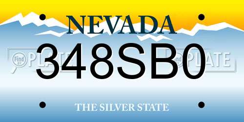 348SB0 Nevada License Plate
