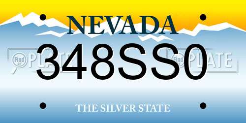 348SS0 Nevada License Plate