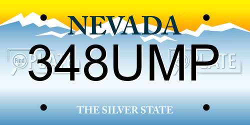 348UMP Nevada License Plate