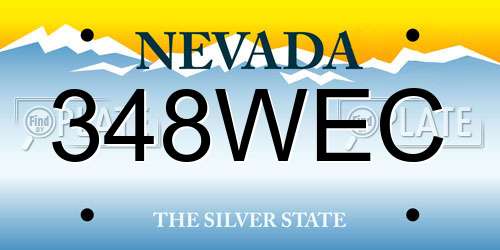 348WEC Nevada License Plate