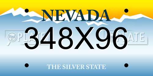 348X96 Nevada License Plate