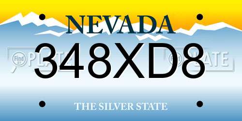 348XD8 Nevada License Plate