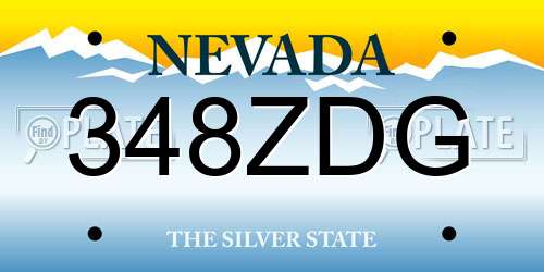 348ZDG Nevada License Plate