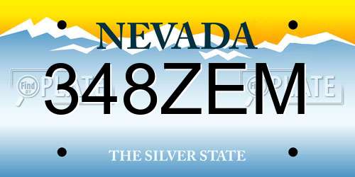 348ZEM Nevada License Plate