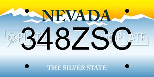 348ZSC Nevada License Plate