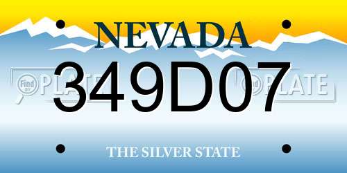 349D07 Nevada License Plate