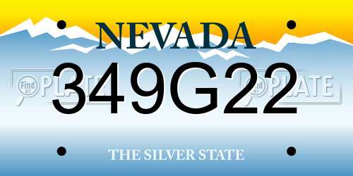 349G22 Nevada License Plate