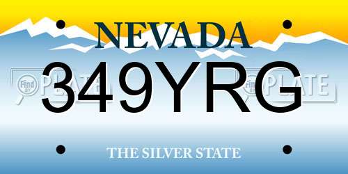 349YRG Nevada License Plate