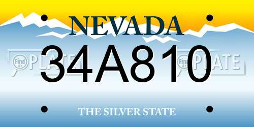 34A810 Nevada License Plate