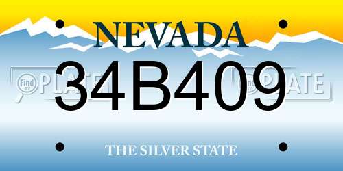 34B409 Nevada License Plate