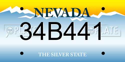 34B441 Nevada License Plate