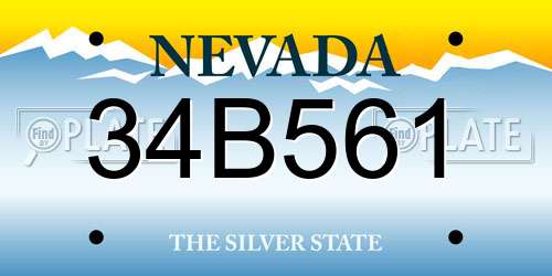 34B561 Nevada License Plate