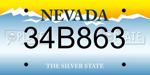 34B863 Nevada License Plate