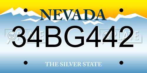 34BG442 Nevada License Plate