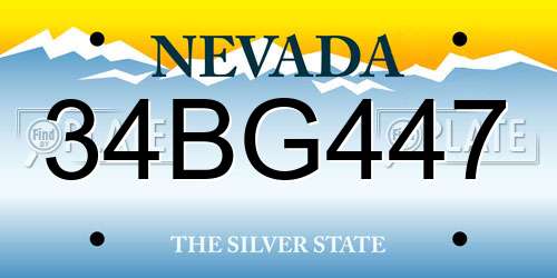 34BG447 Nevada License Plate