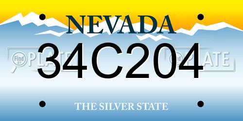 34C204 Nevada License Plate