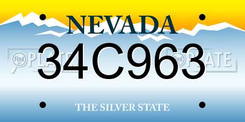 34C963 Nevada License Plate