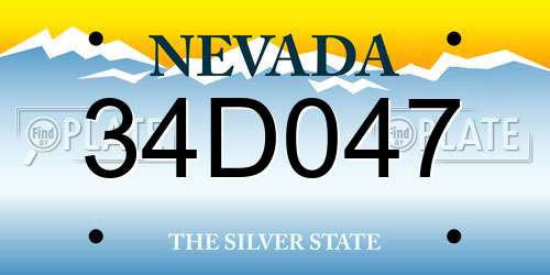 34D047 Nevada License Plate