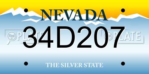 34D207 Nevada License Plate