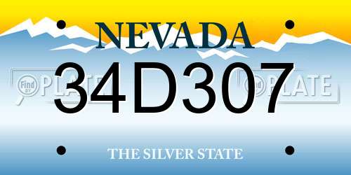 34D307 Nevada License Plate