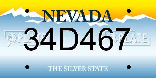 34D467 Nevada License Plate