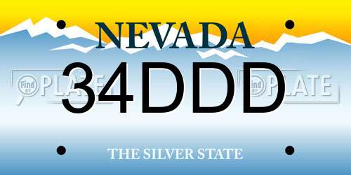 34DDD Nevada License Plate